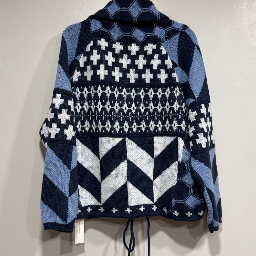 Commense Blue and White Patterned Cardigan - Picture 4 of 5